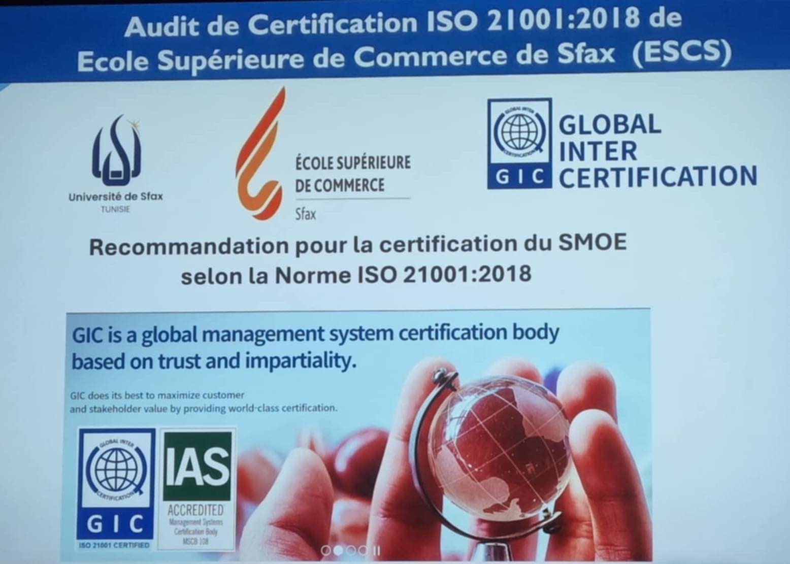 Recommandation pour la certification du SMOE selon la norme ISO 21001:2018