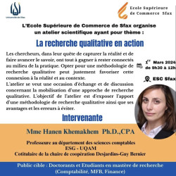 Atelier Scientifique "La recherche qualitative en action" 01 Mars 2024