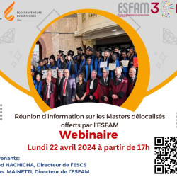 Webinaire d'information pour les Masters Délocalisés ESFAM 22 Avril 2024